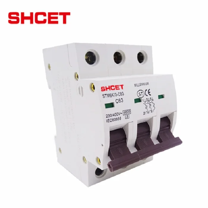 MCB dz47 63 3 pole 10 amp c20 c32 63a 40 amp AC electrical  mini miniature circuit breakers