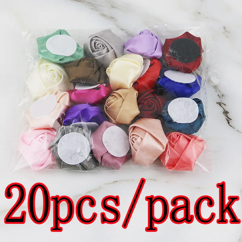(20 Pcs/pack) 4cm High Quality Satin Three-dimensional Rose Bud Flower Wedding Party Dress Decoration Scrapbook DIY Ribbon Craft