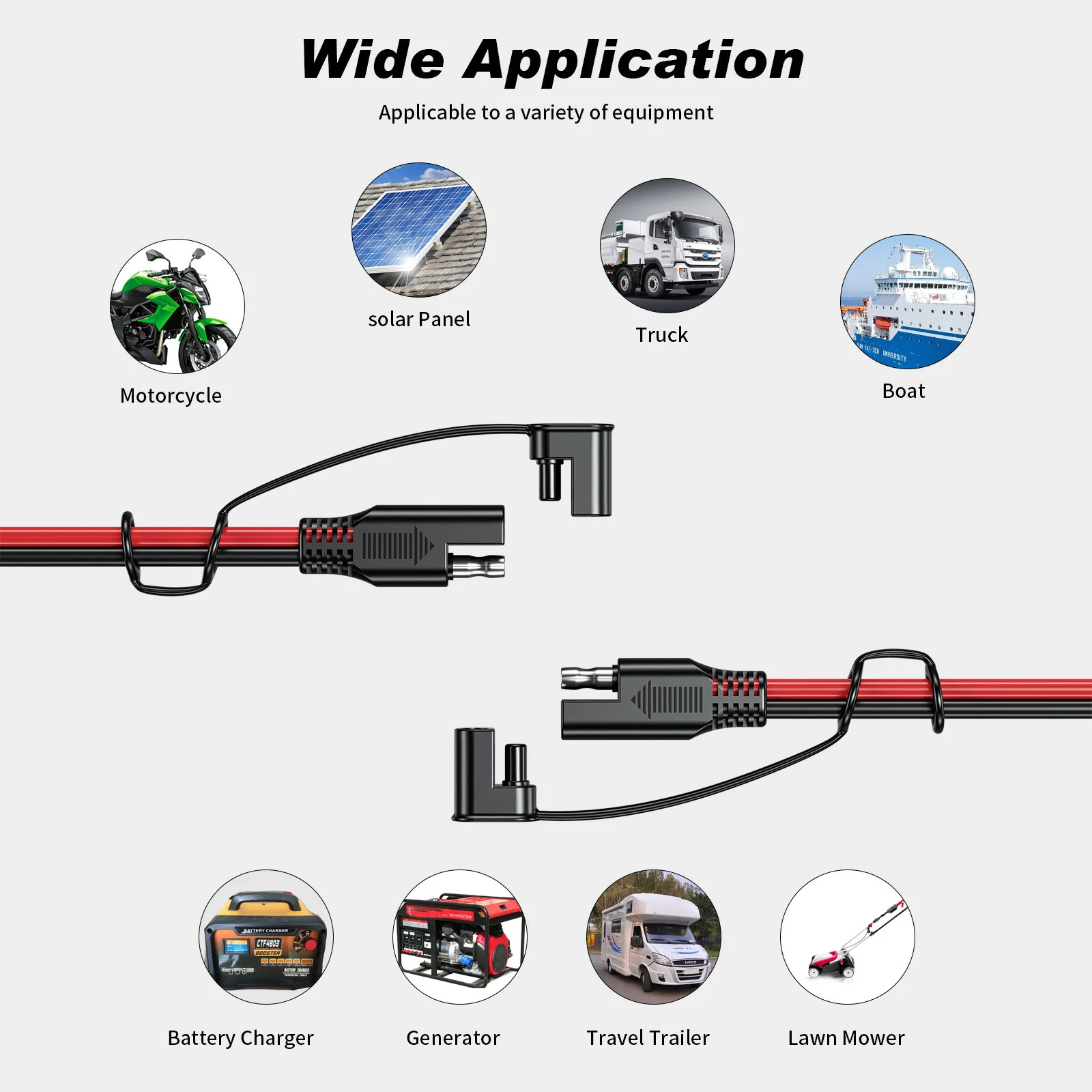 Battery Charging Cable SAE To SAE 12V-36V Solar Plug Cord 16AWG Car Extension Cable Waterproof Solar Vehicle Battery Power Cable