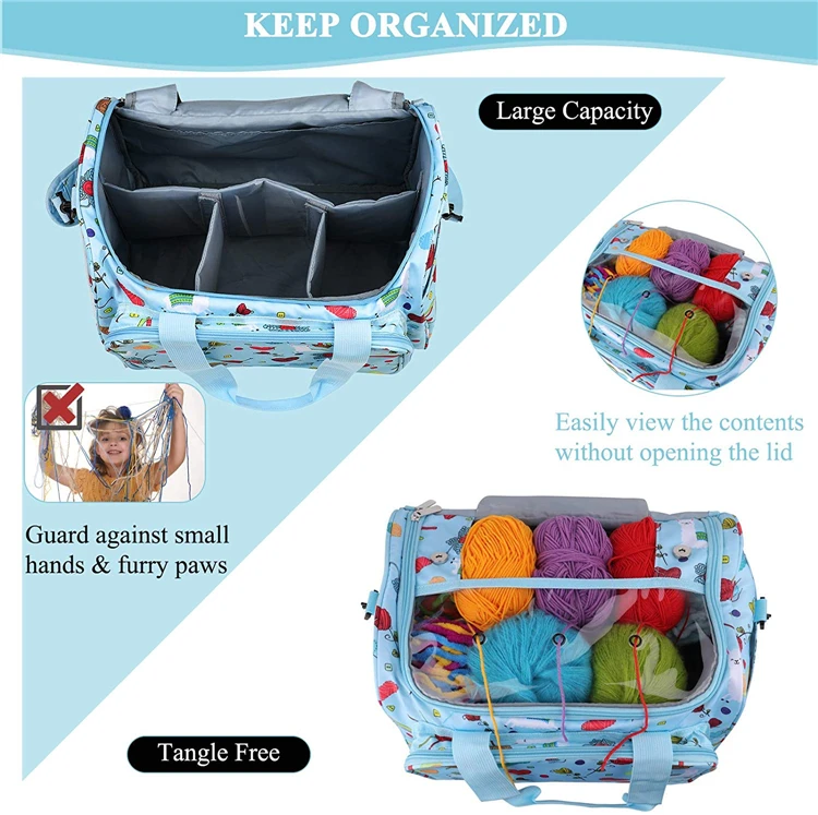 Custom Portable Large Capacity Knitting Yarn bag crochet hooks Wool Yarn Storage Bag