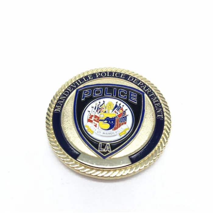 Cheap customized soft enamel LA police department gold coins police challenge coin