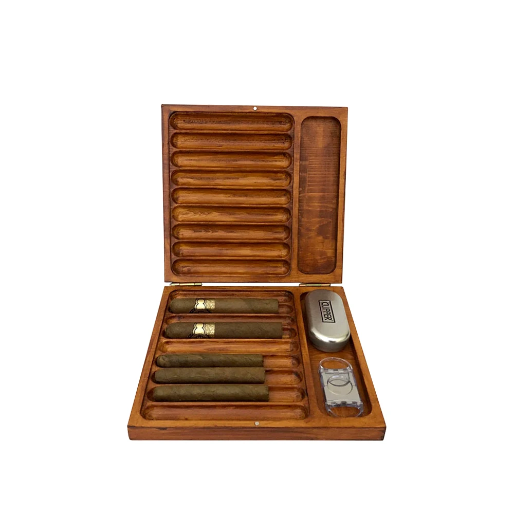 custom hot sale laser logo gift set cigar storage solid wood package wooden gift box set for man