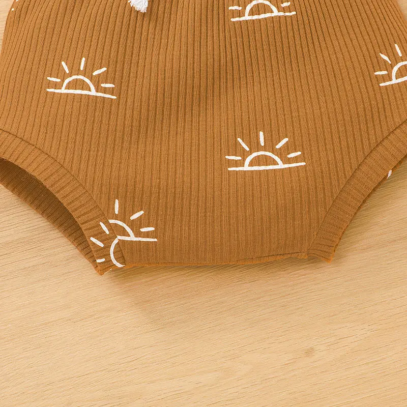 Newborn Infant Baby 2pcs Summer Outfit Casual Set Short Sleeve Sun Print Tops knickers Set