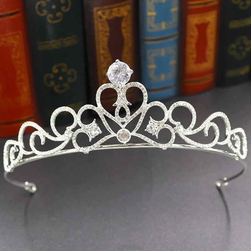 
Korean bride tiara crown love heart rhinestone princess zircon small crown wedding photo studio wedding accessories batch 