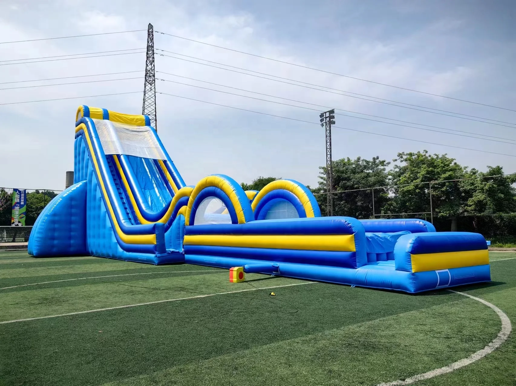 2024 Sling Shot Slide Wet/dry 23m long Inflatable Slingshot Slide Inflatables Bounce house Games Amusement Party Rentals