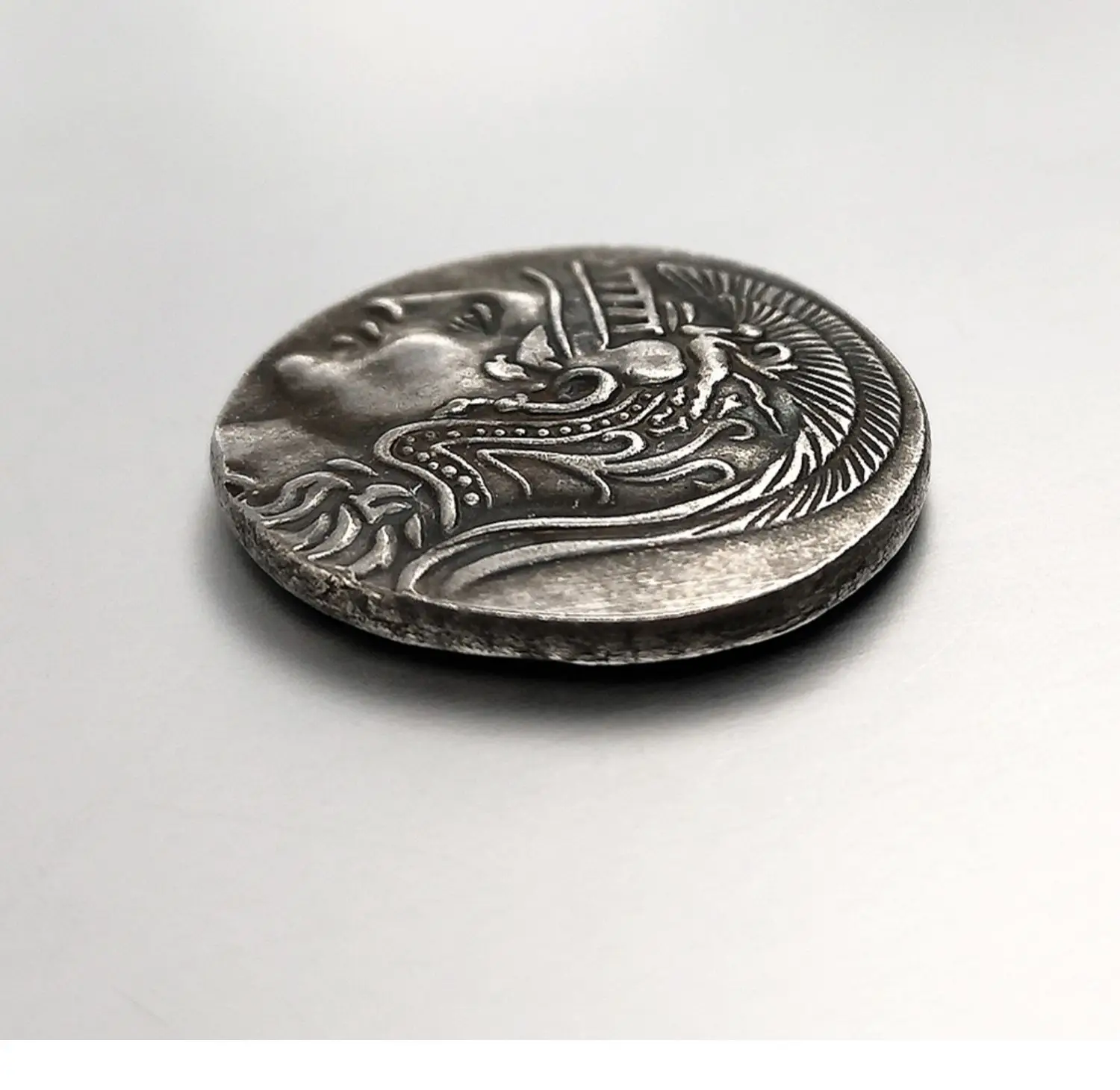 Ancient Greek Owl Athena Goddess Wisdom Collection Antique Silver Challenge Coin Double 3D Engraved Souvenir Metal Coins Custom