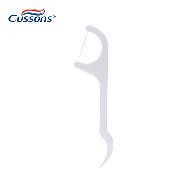 Cheap bulk bottled white plastic dental floss pick with long handle