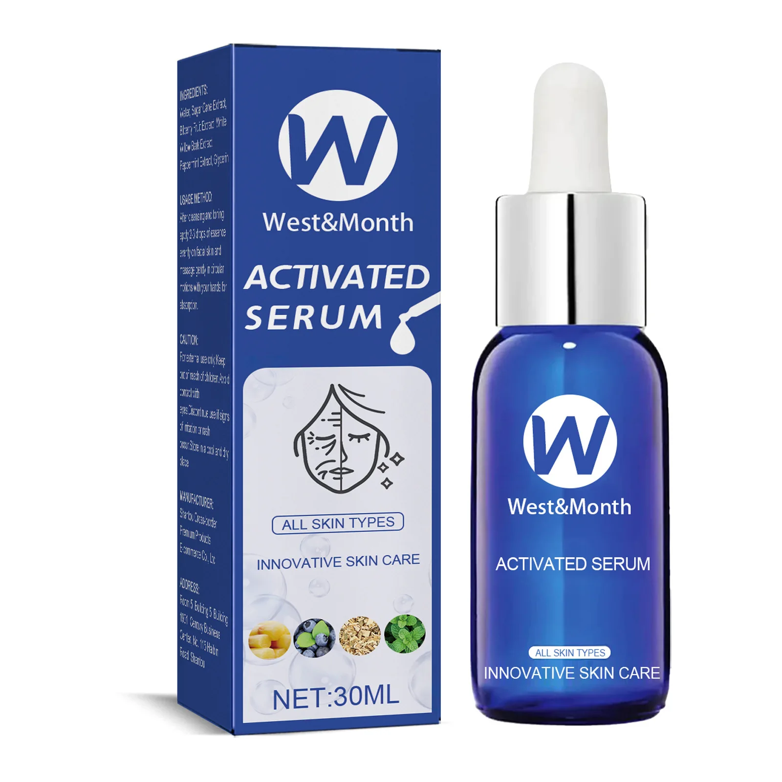 Private label West&Month face care serum reducing fine lines and spots tightening anti wrinkles face serum skin care