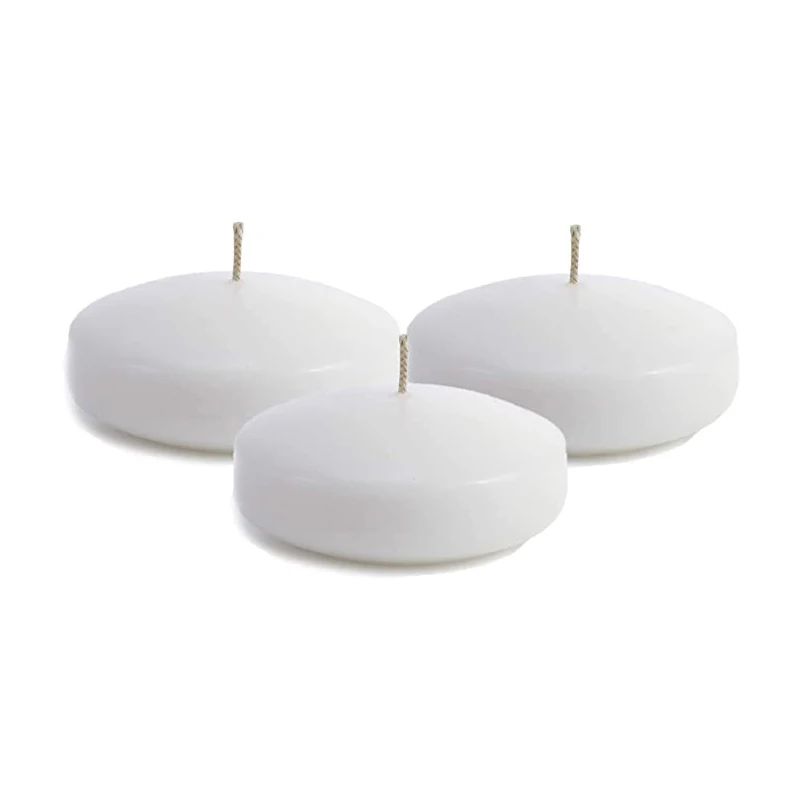 24 Pack Floating Candles 3inch White Unscented Wax Burning Candles for Weddings Party and Holiday