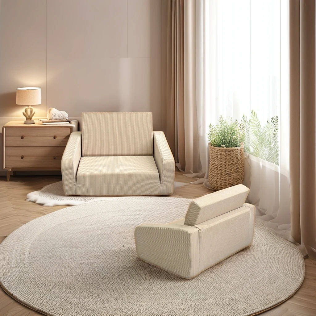 2-in-1 Flip Open Chair Sofa Bed Kids Foam Sofa Kids Folding Mini Sofa Toddler Comfy Fold Out Couch for Kids Nap and Play