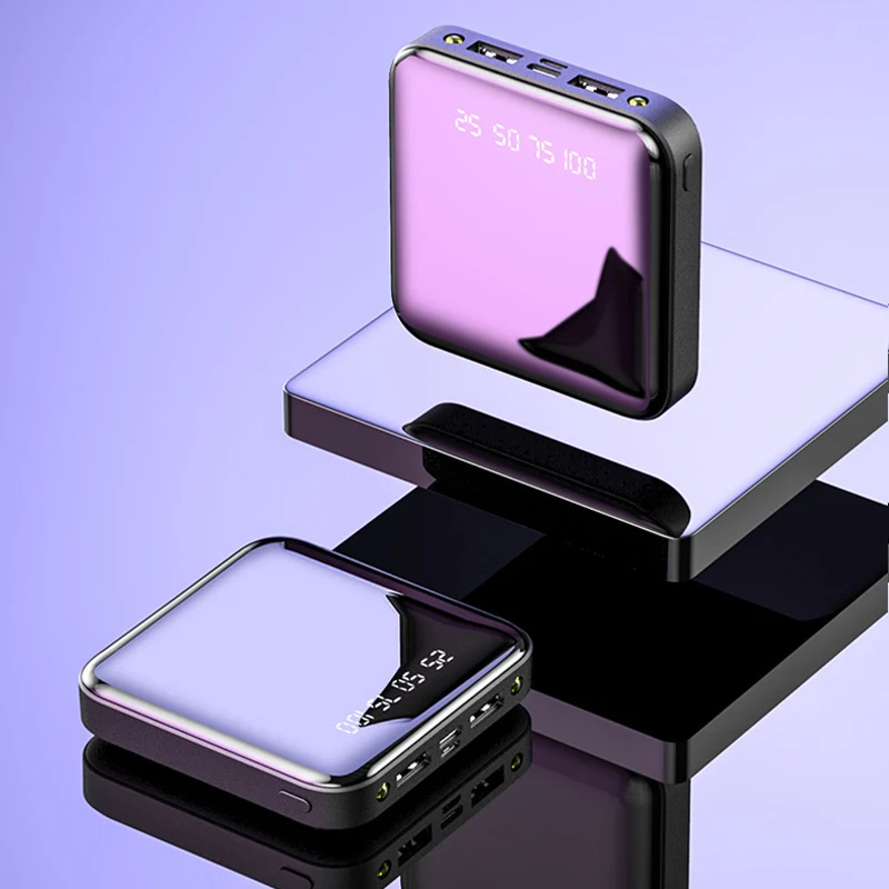 Wholesale Mirror Design LCD Display Mini Charging Power Bank 20000 MA Small Portable Mobile Power Promotional Gift