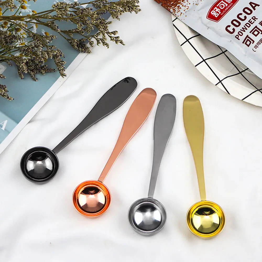 High quality Gold black Coffee Scoop Stainless Steel  Measuring Spoon long-handle for Coffee Tea Matcha