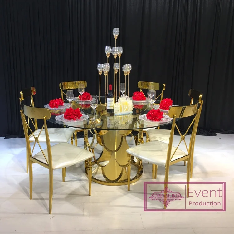 Hot selling cheap clear glass center dining table