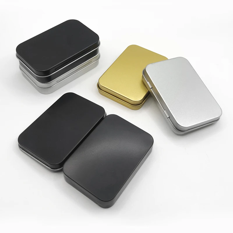 Маленькая металлическая упаковочная Жестяная Коробка для мыла с петлями матовый черный шарнирный упаковочный контейнер крышкой