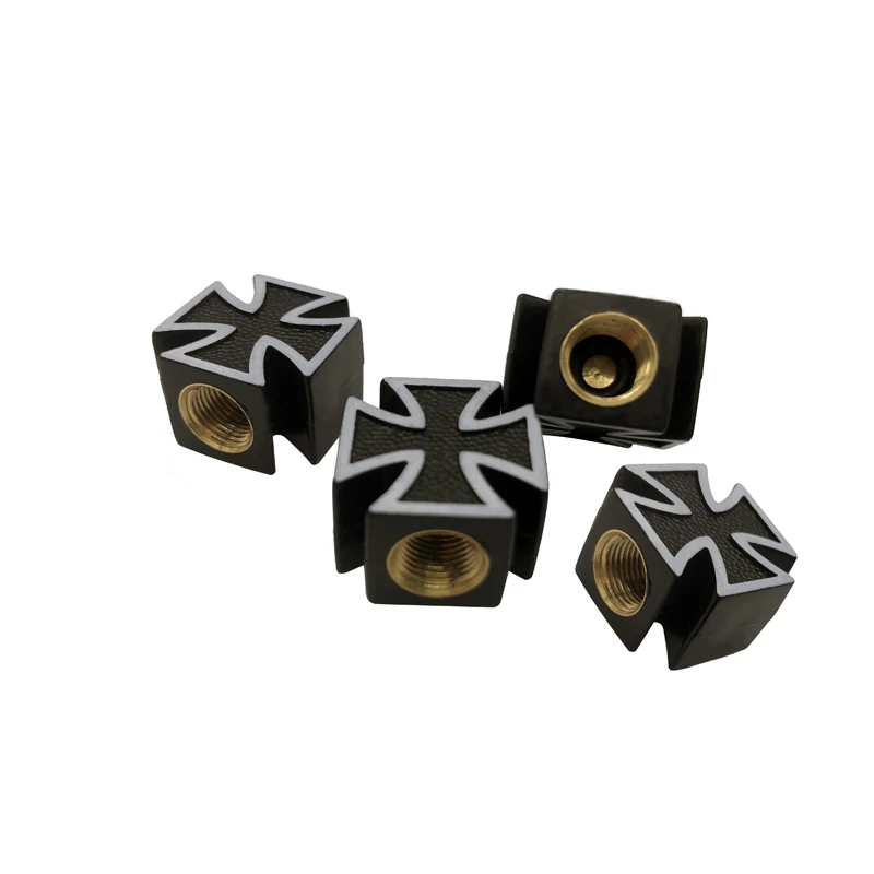 Cross Spade Skull Car Tire Air Valve Stem Cap Motorcycle Dust Caps With Brass Insert