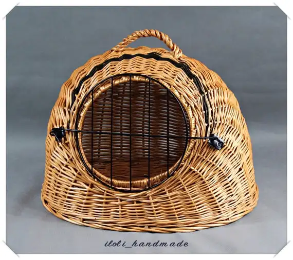 Customize rattan pet bed natural wicker dog cat furniture handmade rattan pet house