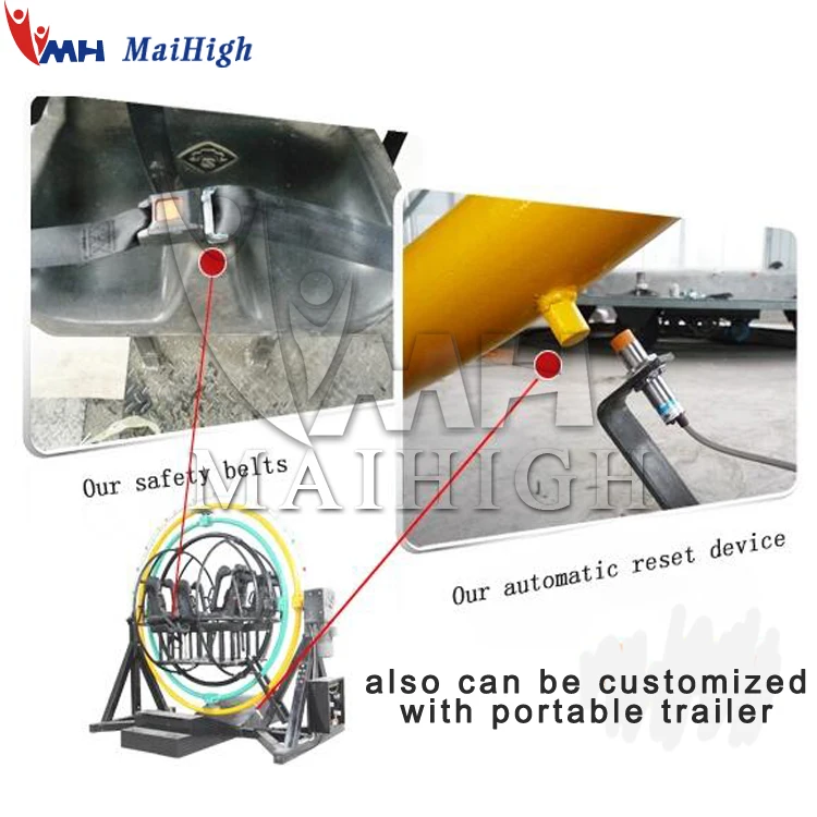 6 Persons New Amusement Extreme Outdoor Electric Gyro 3D Space Ball Ring Loop Human Gyroscope Rides