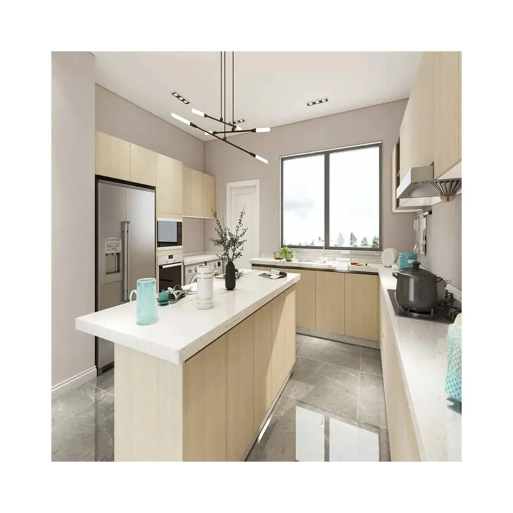 Kitchen Cabinet Solid Teak Wood Doors UV Melamine MDF Kitchen Cabinet Solid Alder Wood Modern Style Kitchen Cabinets