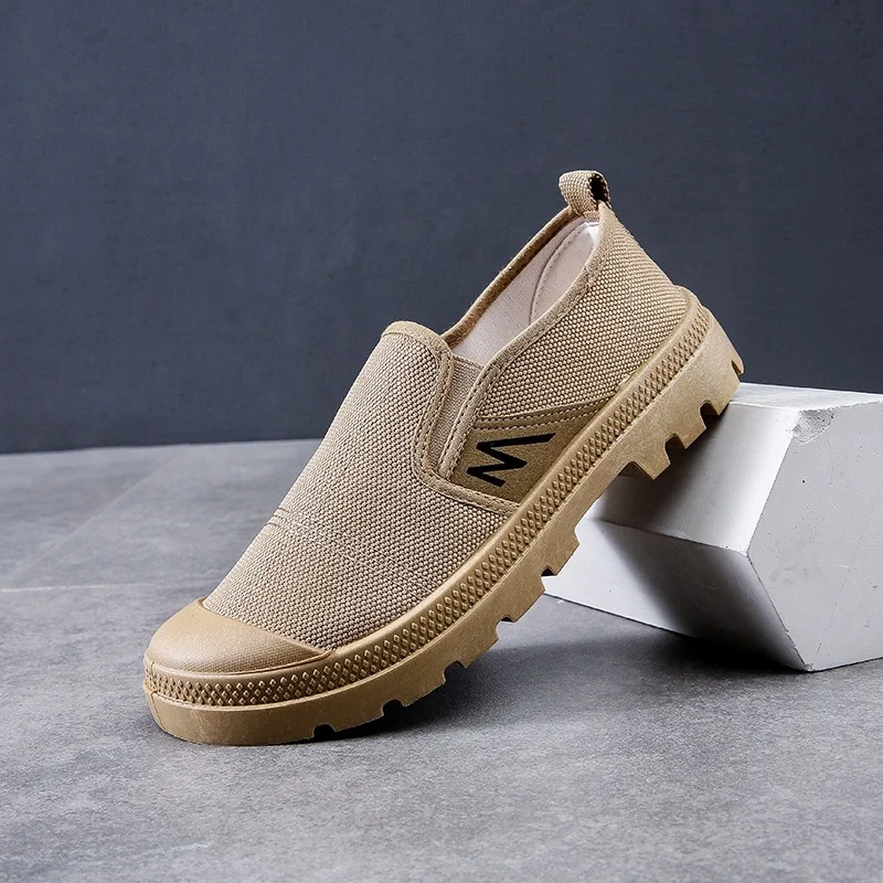 Casual Loafers Field Work Cheap Wholesale Price Without Laces Breathable China Factory Canvas Shoes
