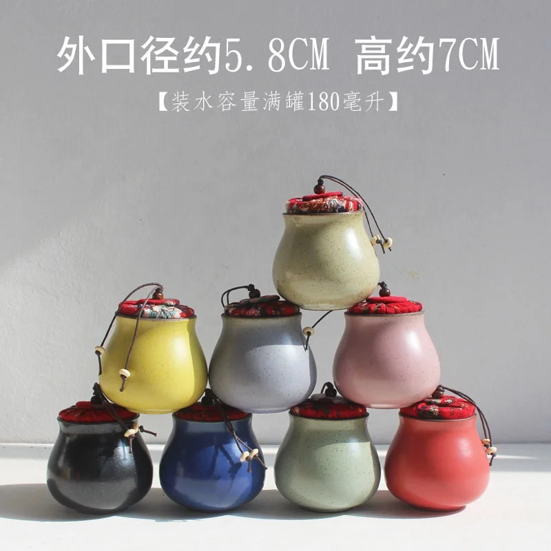 Stoneware Retro Small Tea Caddy Guofeng Tea Tank Ceramic Sealed Pot Household Small Pot customized