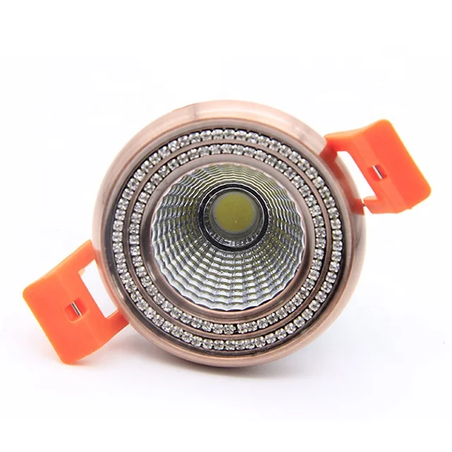 Adjustable direction cool white round 5w cob led spot downlight with crystal