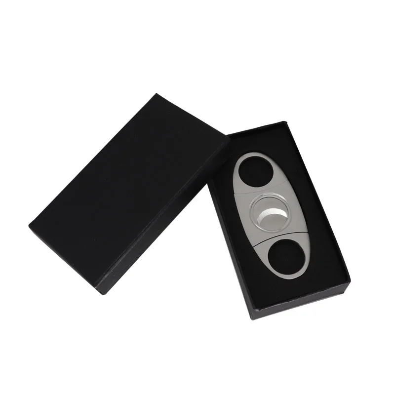 Оптовая Продажа с индивидуальным логотипом из нержавеющей стали двойной нож для сигар аксессуары подарочной