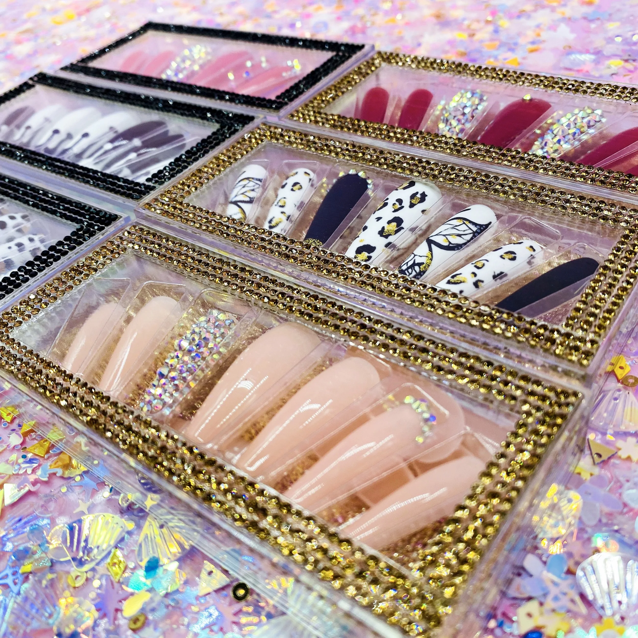 OEM custom full cover short french false nails private label packaging box long coffin nails acrylic press on nails