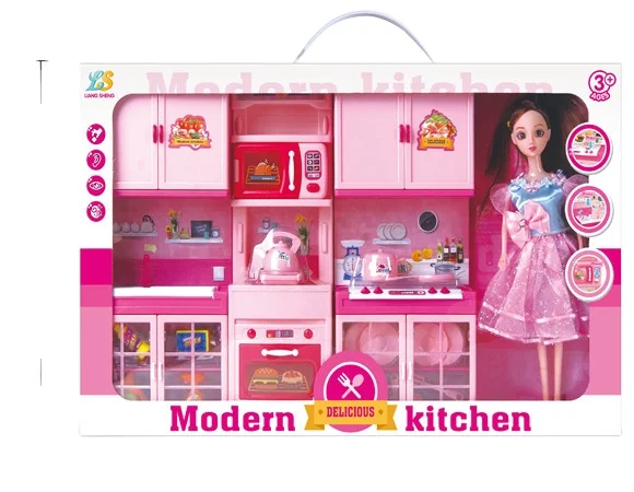 DF pretend play cooking kitchen toys for kids sets with doll light voice best selling products