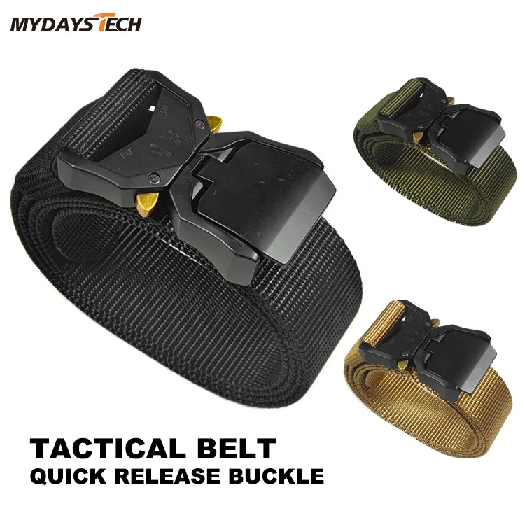 Mydays Tech Heavy Duty Durable Material Quick Release Buckle Adjustable Size Tactical Belt for Outdoor Sports Camping Hunting