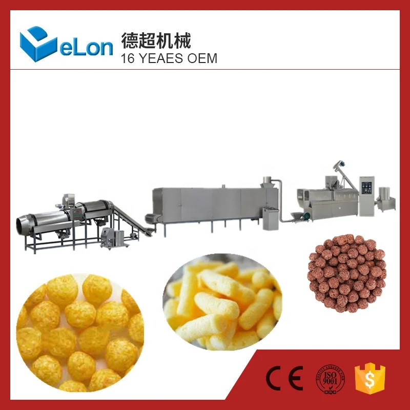 Small Automatic Cereal Rice Puffed Corn Snack Food Production Line Extruder Machine