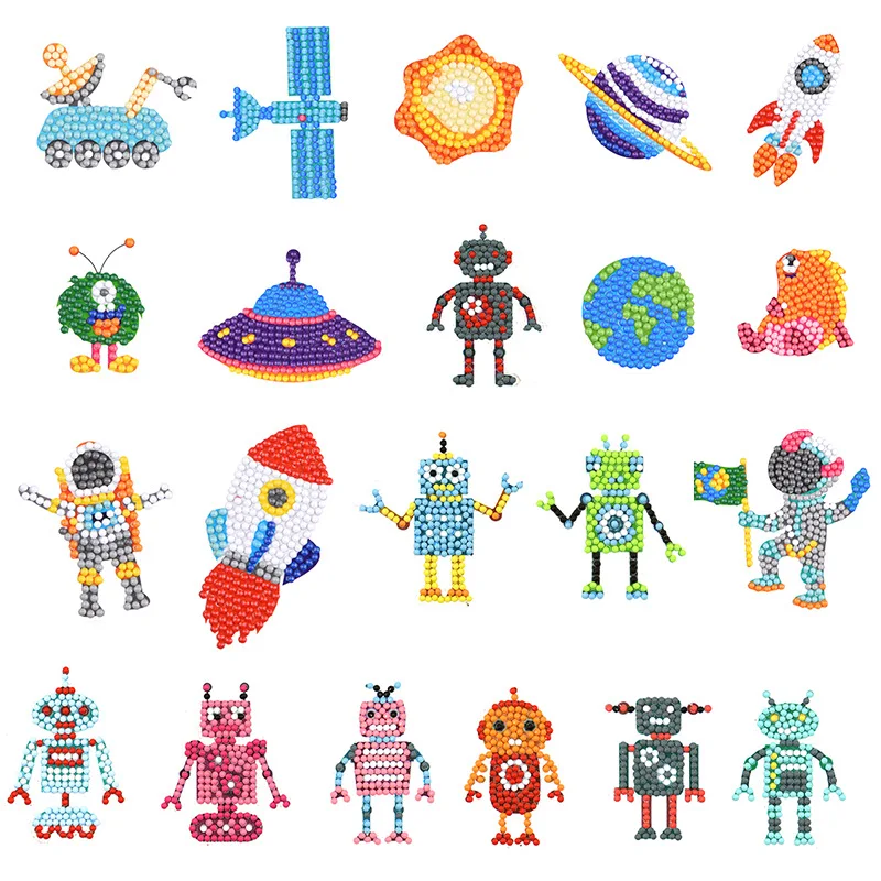 Pop Arts and Crafts for Kids Ages 8-12 DIY Christmas Cartoon Stickers Emojis Animal Diamond Painting Kits for Kids