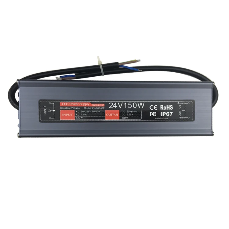 High quality IP67 waterproof power supply CE FCC certification AC 90-265v DC12/24v 150w constant voltage led power supply