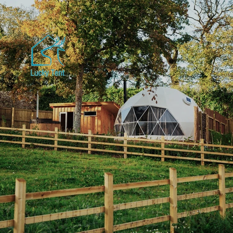 Hotel Glamping Igloo Steel Geodesic Dome Tent Outdoor Round Ball Wild Tent Luxury Glamping Dome 6 Meters
