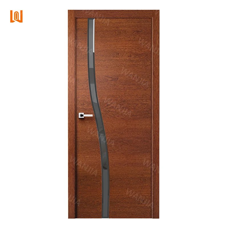 WANJIA Residential Room Wooden Doors Modern Wooden Interior Doors Wooden Flat Doors