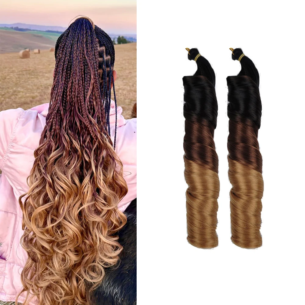 22 Inches French curl silky extensions bundles loose wavy curls ombre synthetic Jumbo
