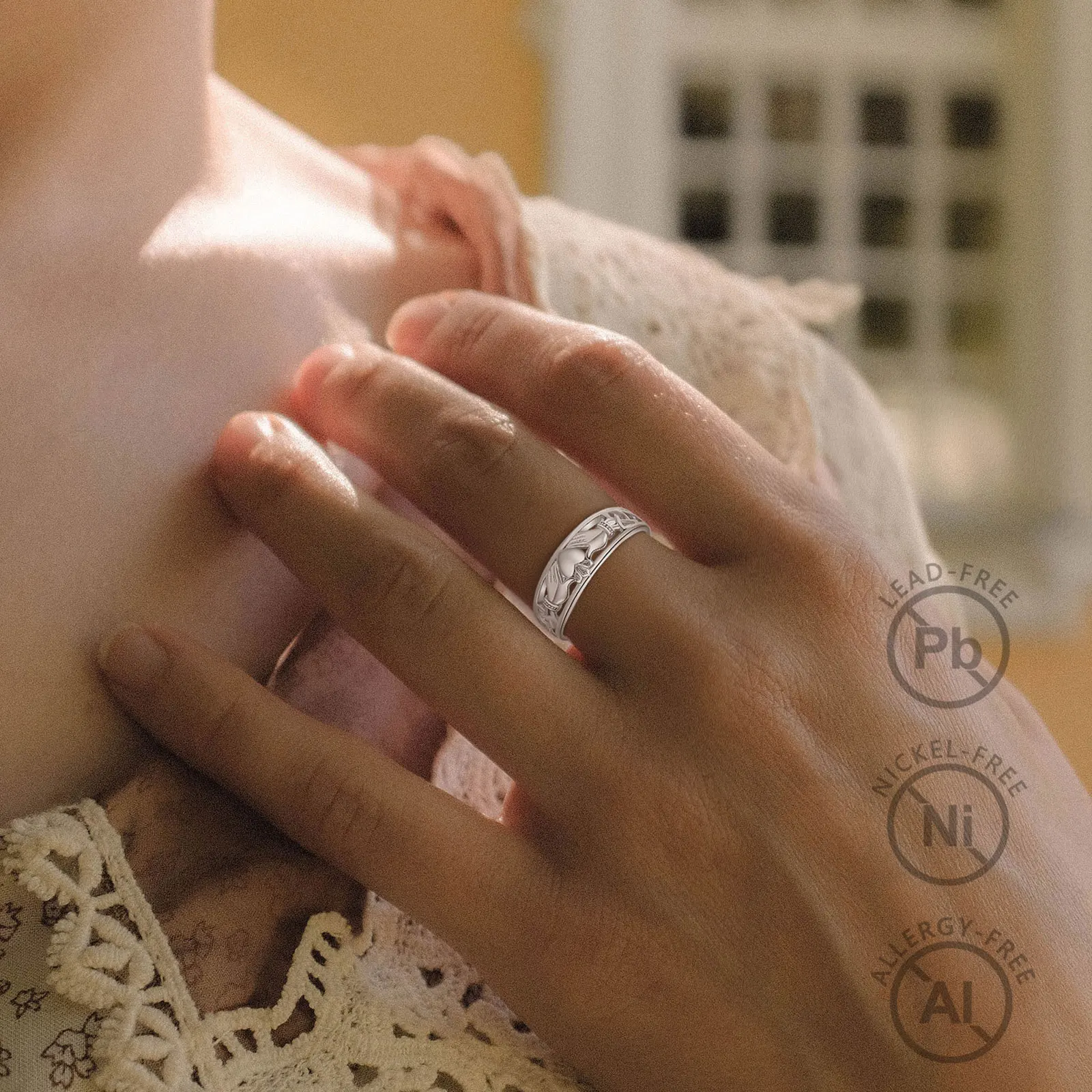 Changda Loyalty Sterling Silver 925 Irish Celtic Engagement Wedding Love Heart Crown Jewelry Claddagh Rings