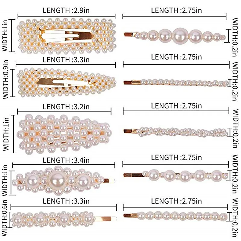 Pafu 6pcs Pearls Hair Clips for Women Girls Gift Fashion Artificial Pearl Barrettes Hairpins Snap Clips Hair Accessories