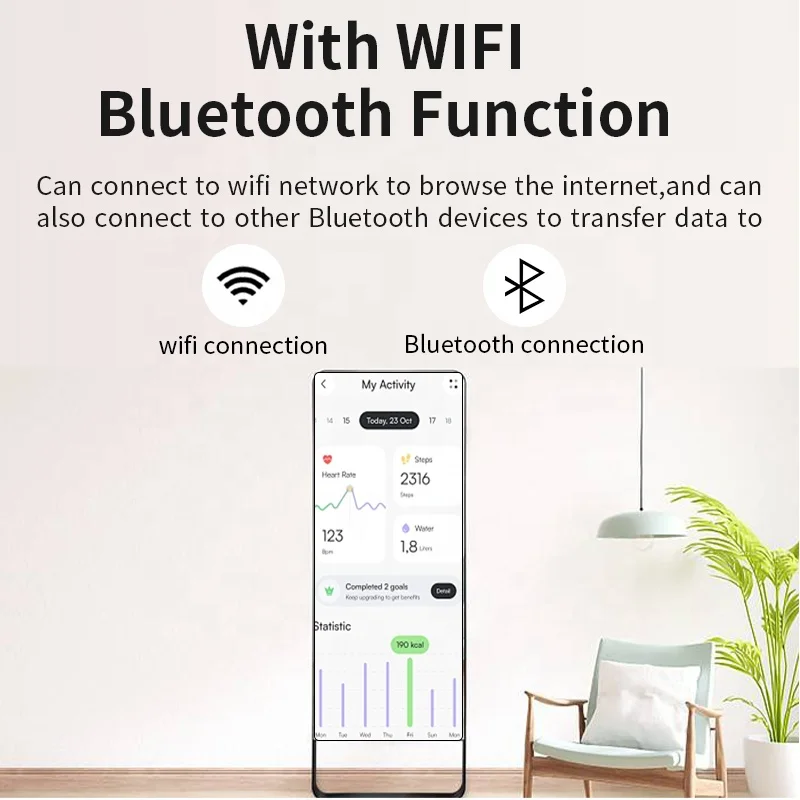 Custom Floor Stand Digital Signage Fitness Smart Wifi  Weight Mirror Exercise Workout Mirror