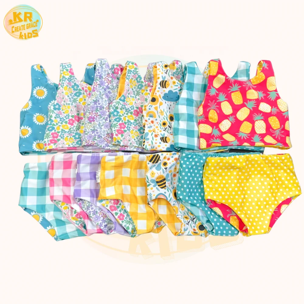 Customize Printed Summer Two Pieces Bathing Suits Bikini Set Baby Swimming Clothing Kids Girls Swimsuits