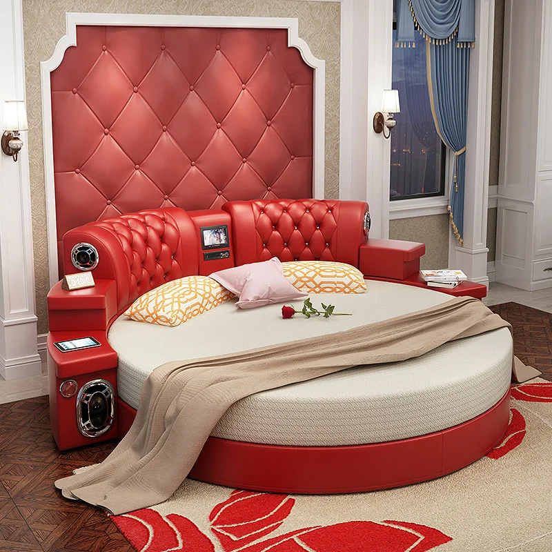 Romantic soft bed Italian style Round bed with massage function