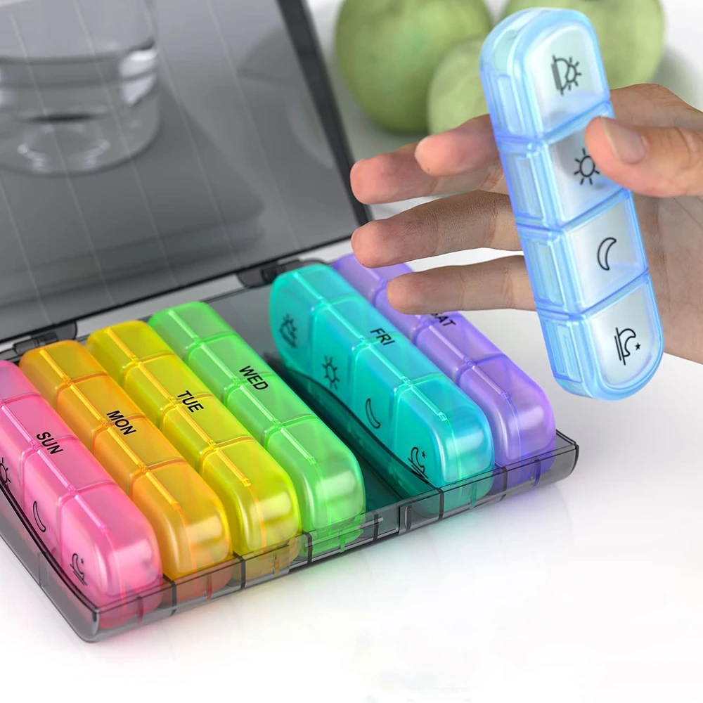 Monthly Pill Box am/pm Pill Organizer box for 7 Days 28 Compartments pill packaging box