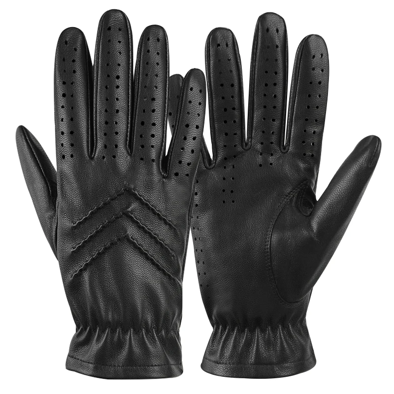 Custom Black Fashion UnLined Genuine Aniline Goatskin Gloves Touchscreen Driving Leather Gloves For Men