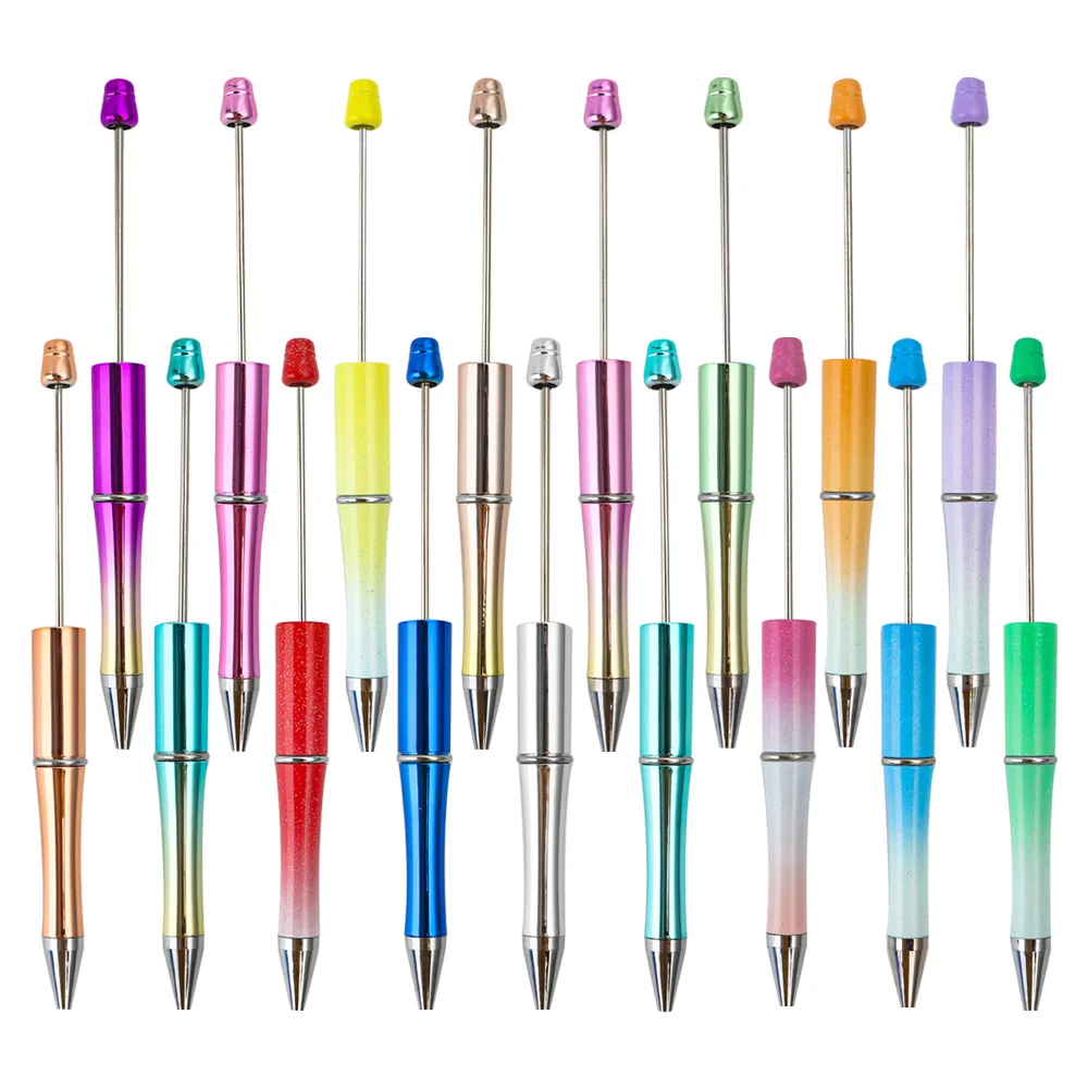 Wholesale DIY beads school office writing ball point pens plastic ballpoint pen custom beaded pens