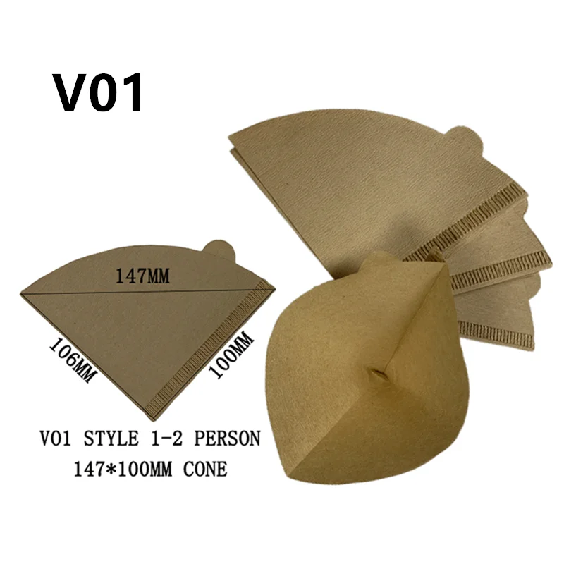 New Product Ideas 2024 High Quality Coffee Filter Paper V01 V02  / U shape Barista Pour Over Drip Coffee Paper Filter-100pcs/bag