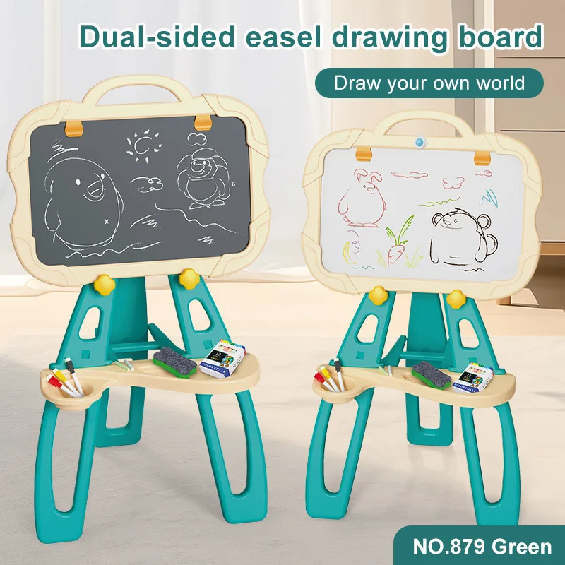 OEM Small Standing Drawing Board Double Sided Color Drawing Board Erasable Chalkboard Educational Toys Set 2 1 Made Plastic