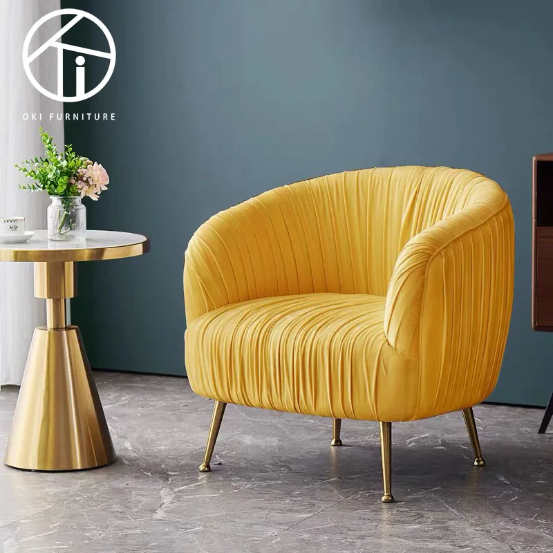 metal dining luxury accent  chaise lounge modern arm sofa folds fabric furniture living room leisure chair