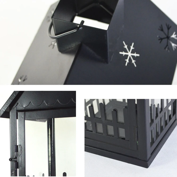 European Style Outdoor Courtyard Shabby Chic Home Decoration Antique Black Garden Christmas Hanging Metal Lantern