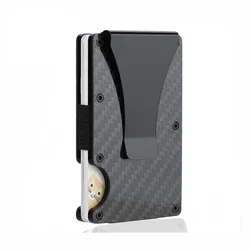 carbon fiber wallet rfid blocking slim money clip tiny card holder for men women