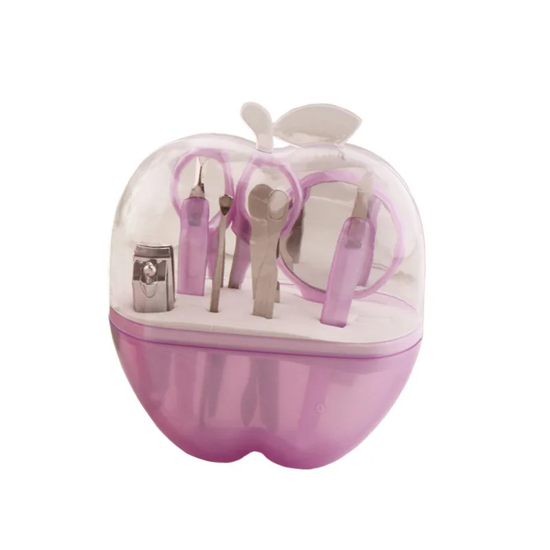 originality 9 in 1 Professional manicure pedicure set tool cute apple shaped nail care portable stainless steel nail manicure se