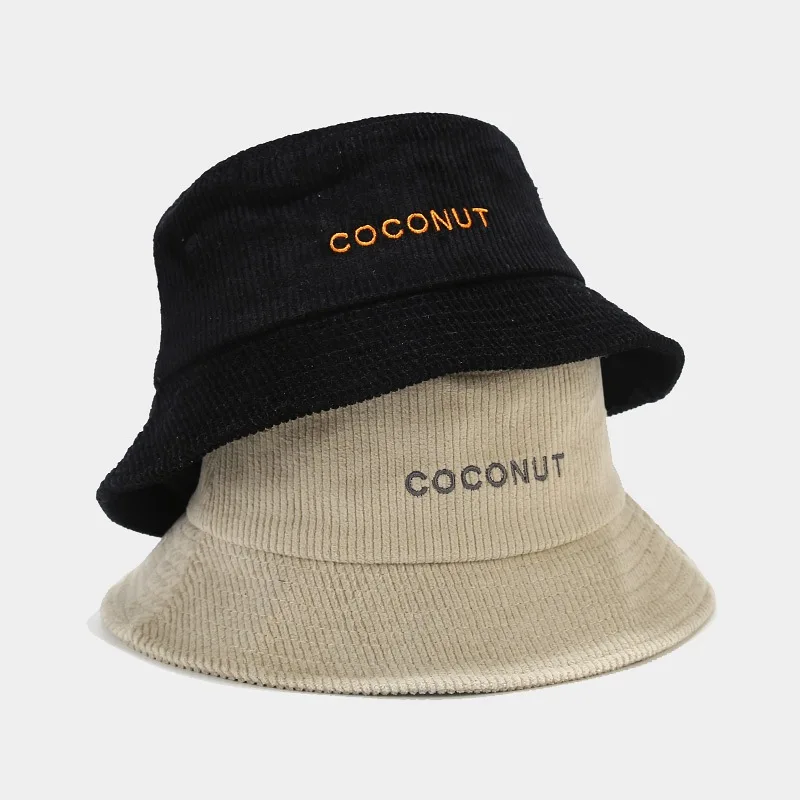 Wide Brim High Quality Unisex Fishing Cap Custom Winter With Embroidery Logo Bucket Hat Corduroy